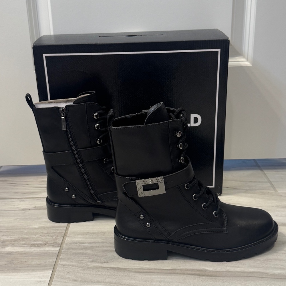 Karl Lagerfeld Black Calf Boots Size 7